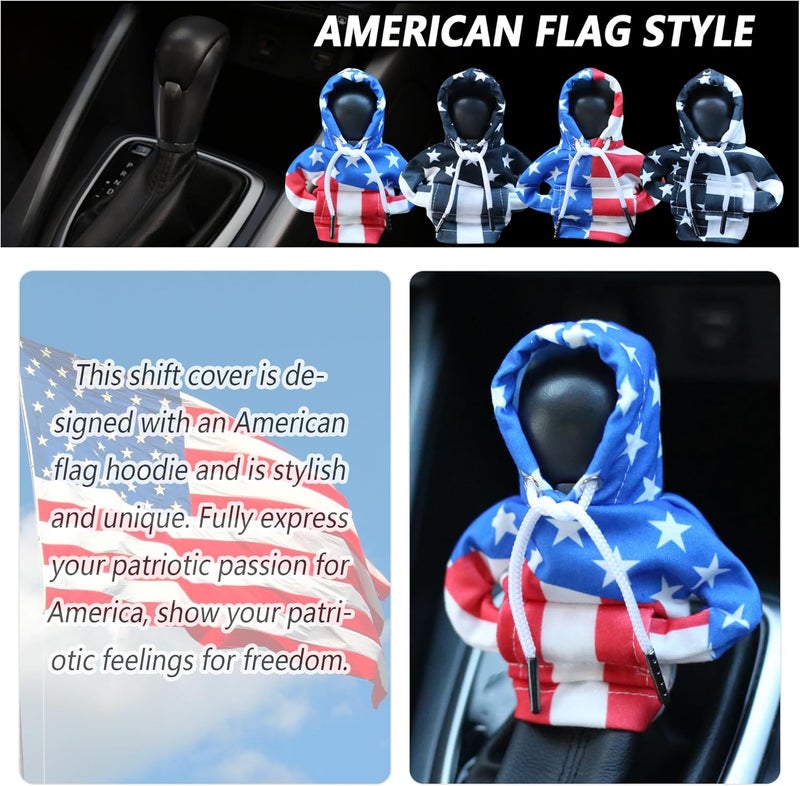 Stacool Car Gear Shift Cover with US Flag Design,Fashionable Gear Shift Hoodie for Shifter Knobs,Universal Car Interior Accessories Funny Car Shift Knob Cover for Cars Trucks SUVs (Colorful/L+R) - Image 4